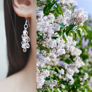 Flower Lilac Earrings floral drop, Earring  glass seed beads HAND MADE, Jewelry